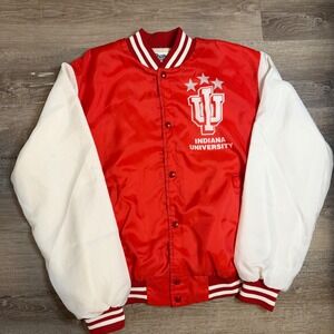 Vintage Chalk Line Indiana University Hoosiers Varsity Bomber Jacket Red Mens L